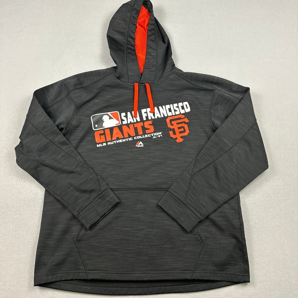 San Francisco Giants Hoodie Men Large Gray Majestic Therma Base Pullover L
